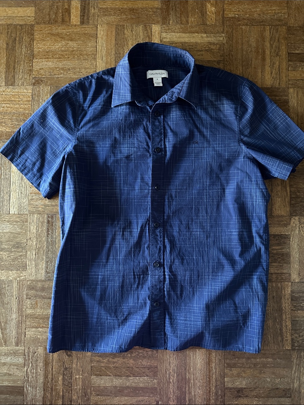 Calvin Klein Men's Dark Navy Short-Sleeve Button-Down Shirt